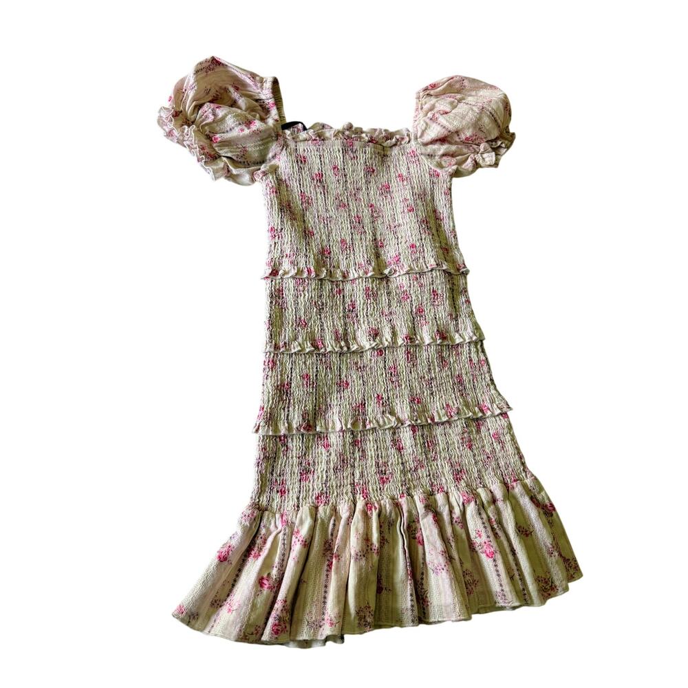 Katie J NYC Floral Smocked Tiered Mini Dress